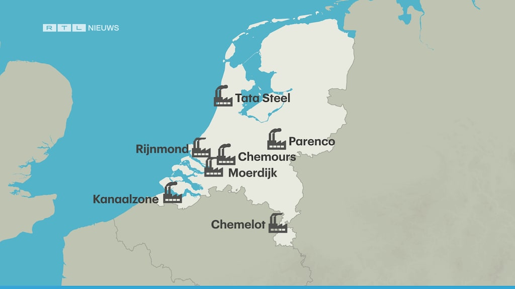 De zeven door Nivel onderzochte industriegebieden.