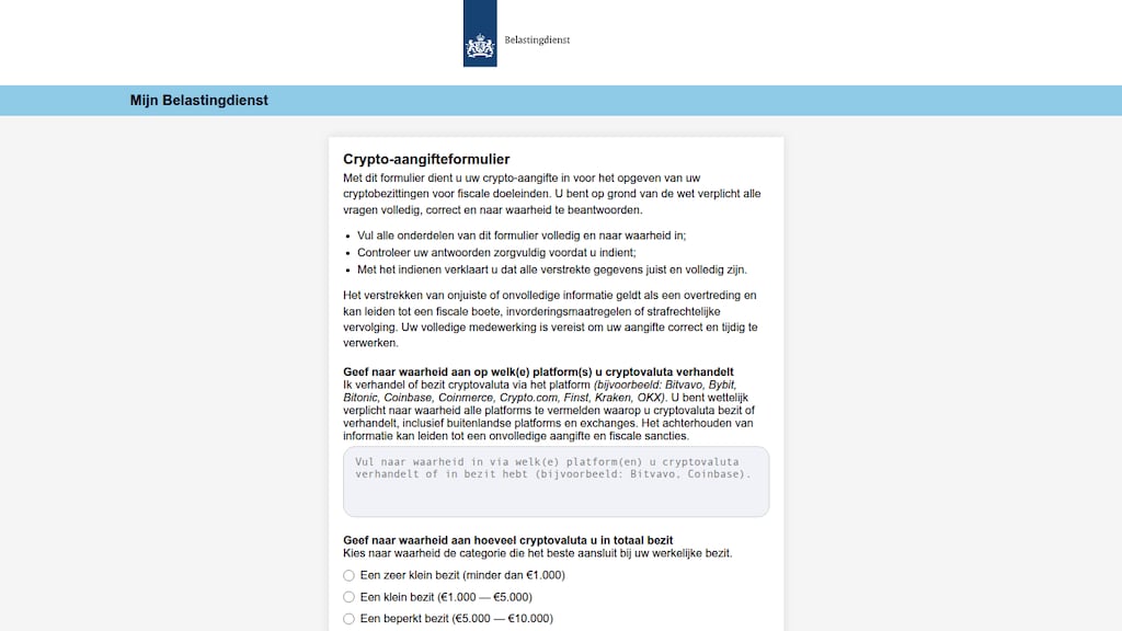 Zo ziet het nep-aangifteformulier eruit.