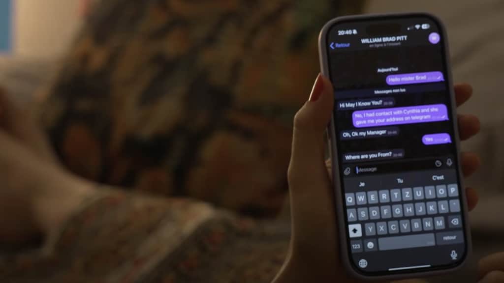 Een deel van het gesprek tussen de vrouw en 'Brad Pitt'.