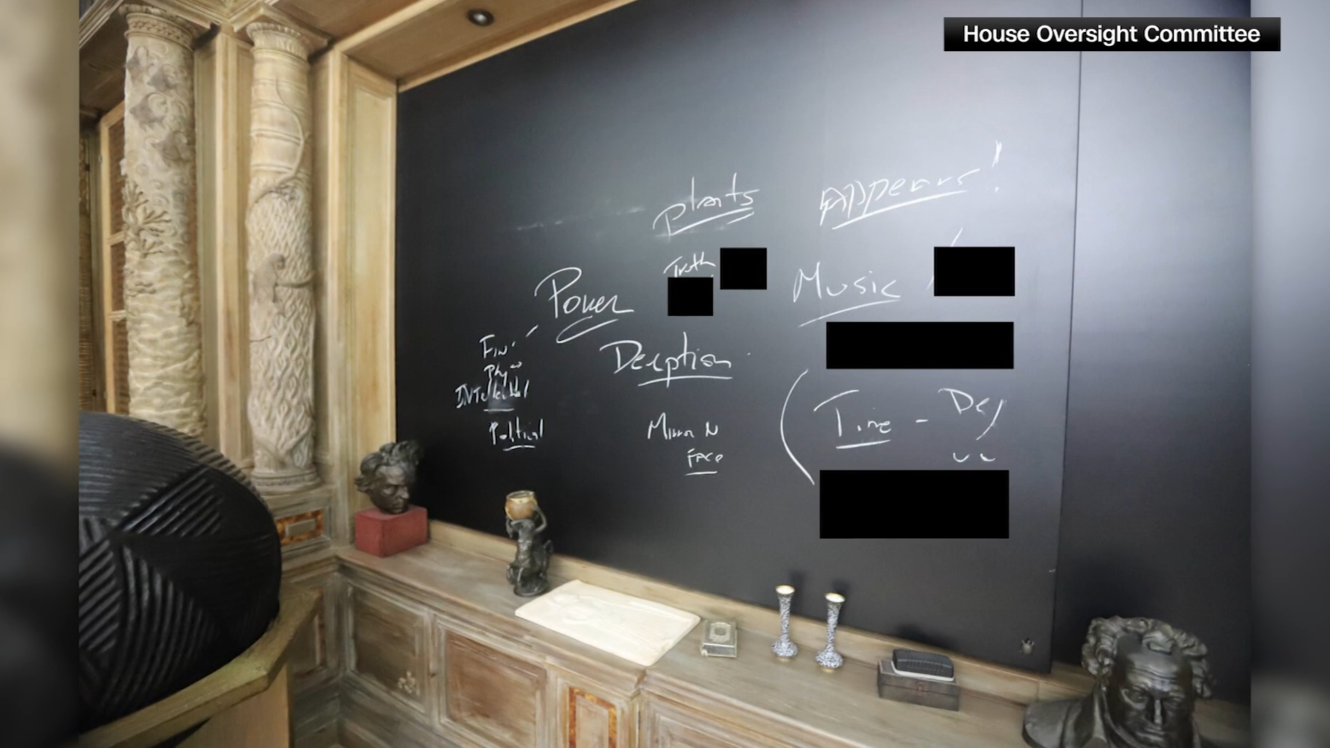 Een krijtbord in een van de kamers. 