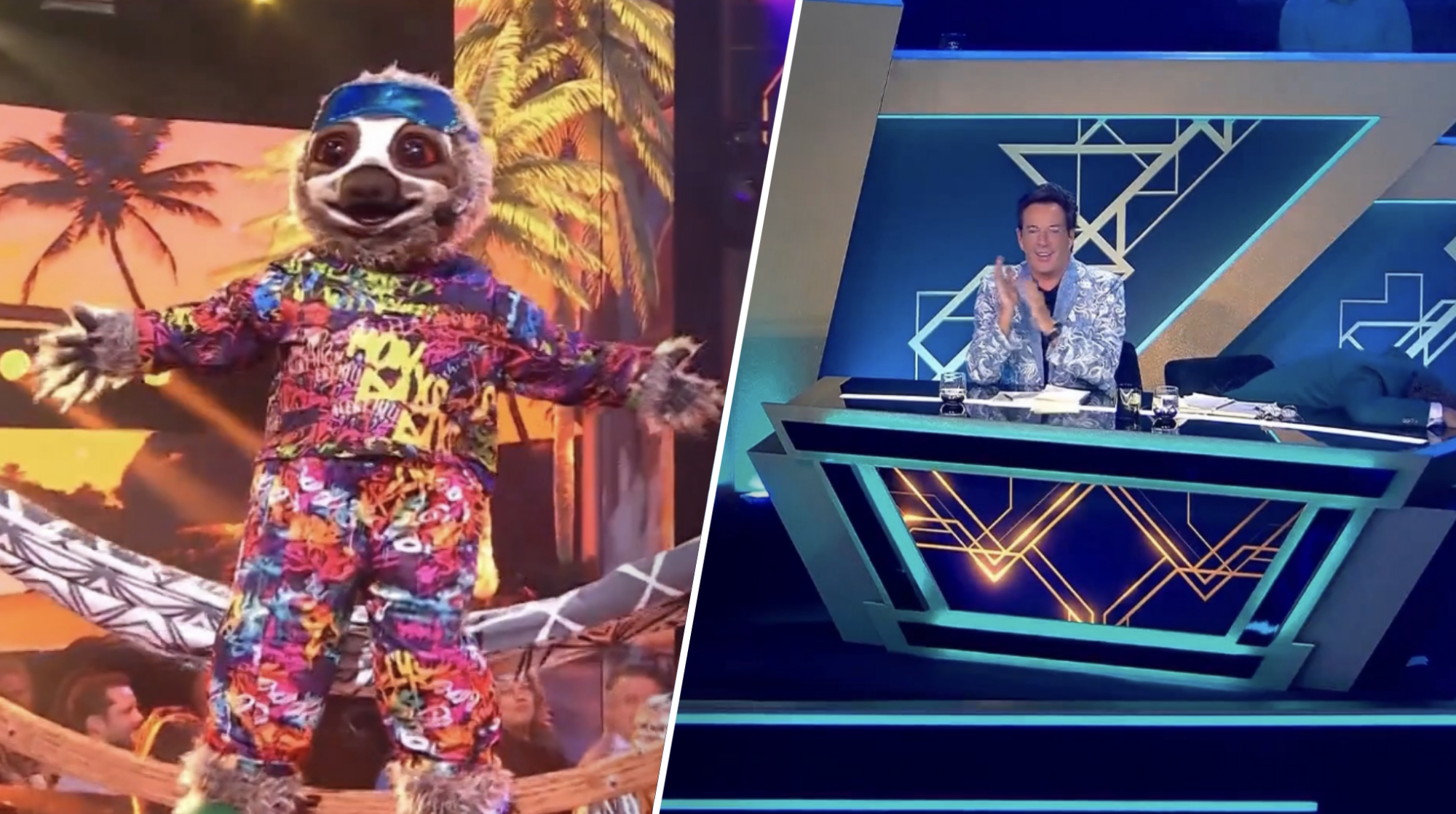 Carlo Boszhard duikt onder desk na onthulling in The Masked Singer