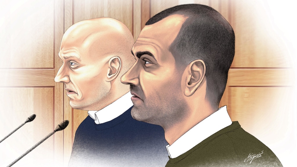 Rechtbanktekening van stint-oprichter Edwin Renzen en stint-ontwerper Peter Noorlander