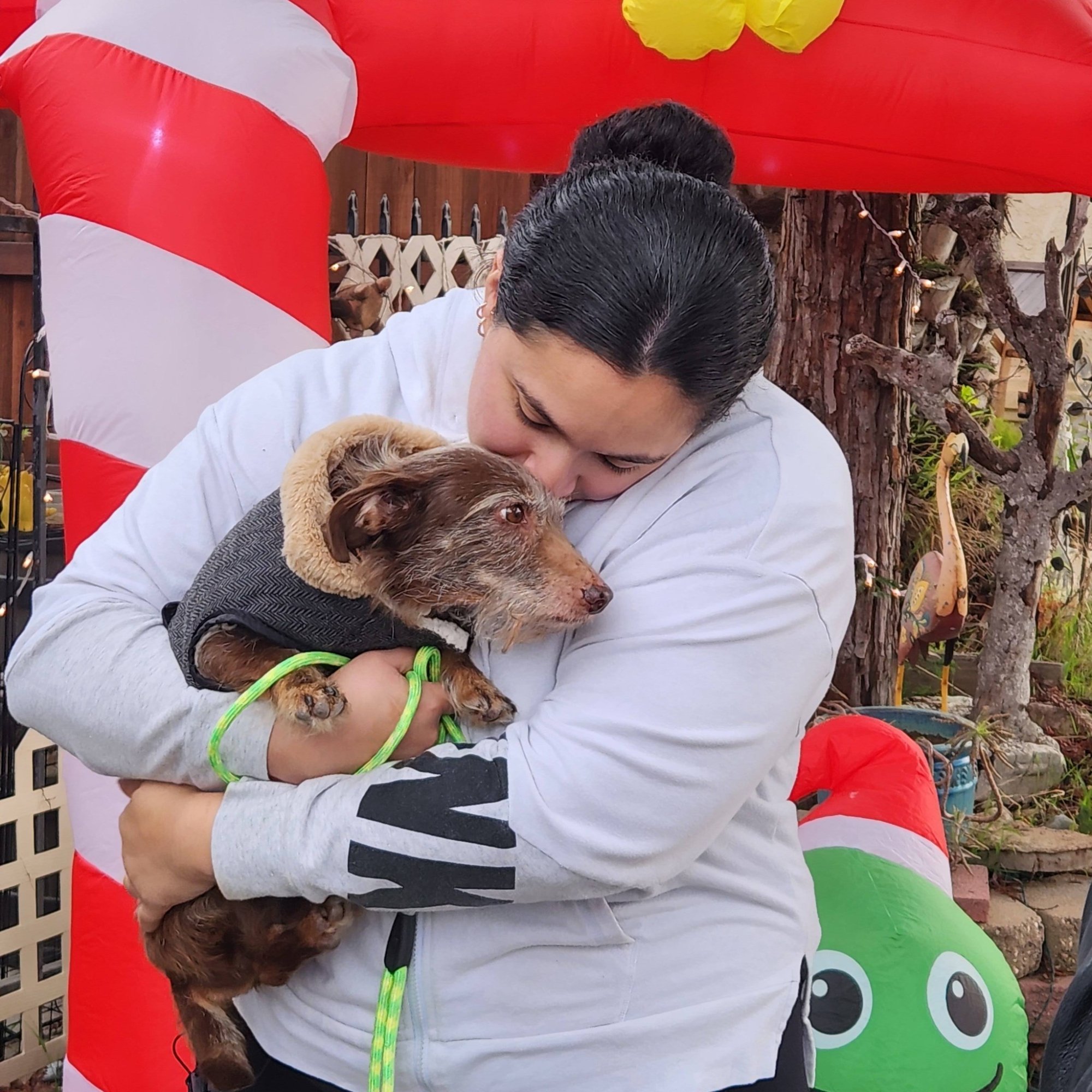 Choco herenigd met zijn baasje.