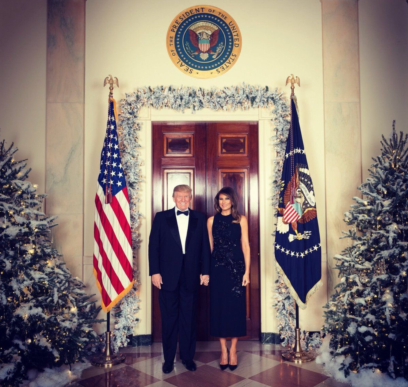 De kerstkaart uit 2017, een maand voordat Donald Trump zijn eerste presidentstermijn in ging.