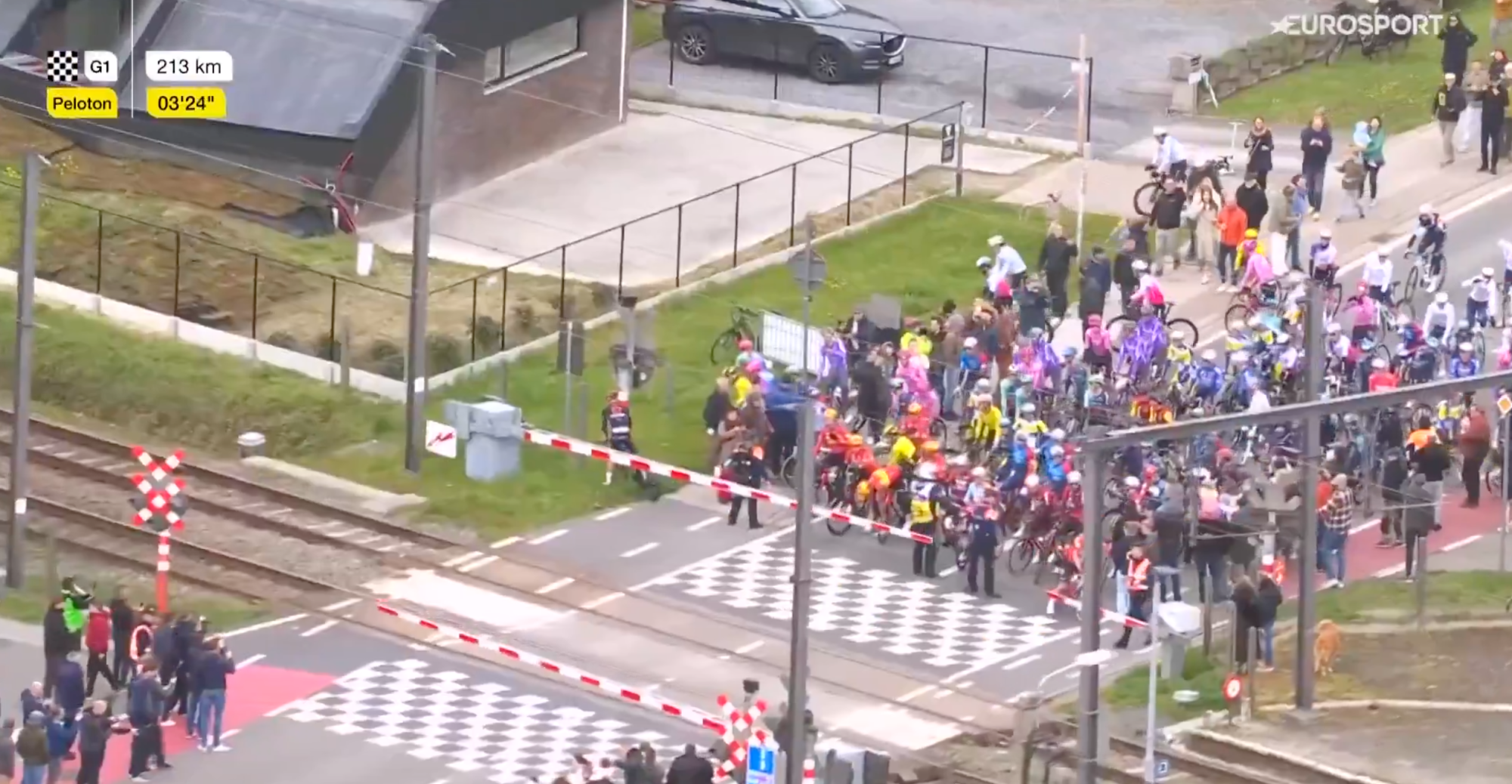 Renners Ronde van Vlaanderen moeten stoppen bij spoorwegovergang