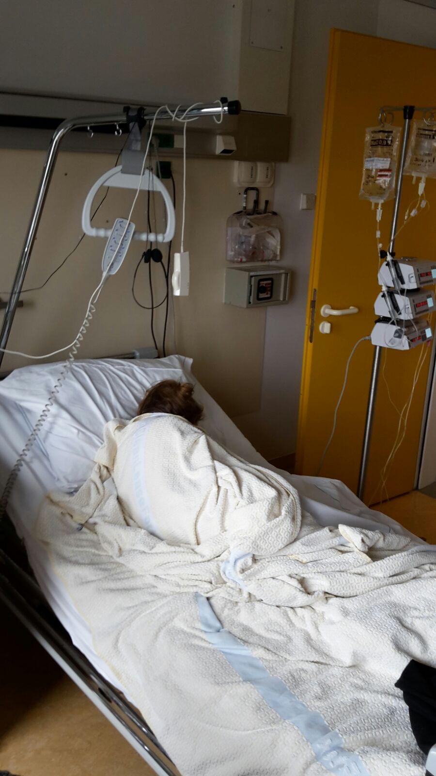 Tijdens een ziekenhuisopname in 2016.