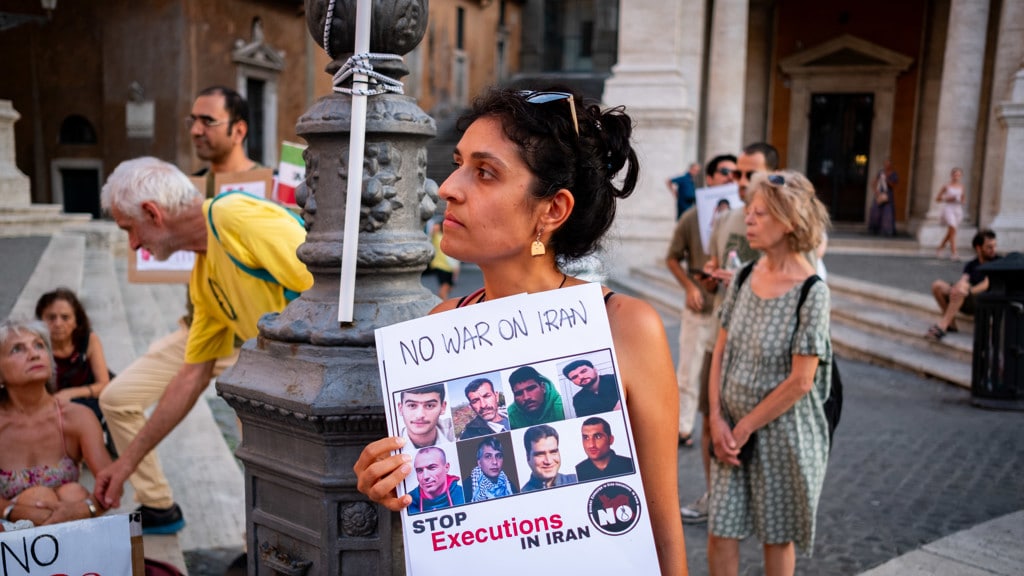 In Rome was een kleinschalig protest tegen de executies in Iran